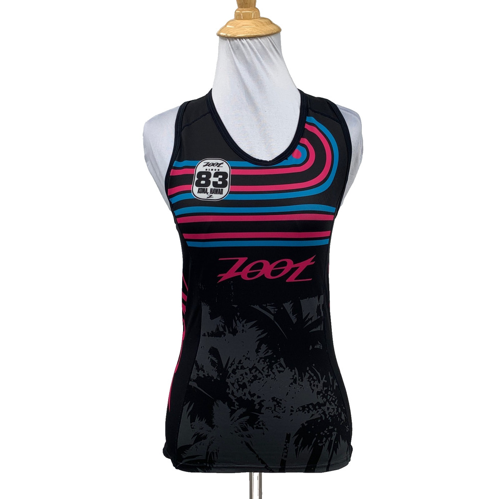 Zoot Tank Top Womens M Medium Black Cycling Tri Team Racerback Shelf Bra Fitted